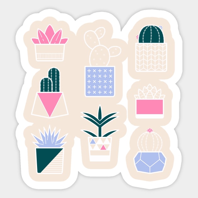 Geometric Succulents Sticker by LoverlyPrints